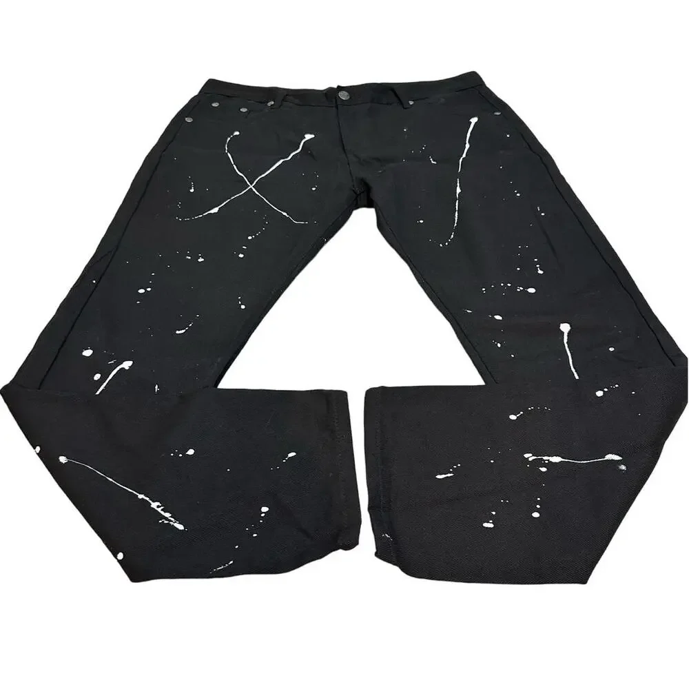 Jeanetix paint splattered black jeans size 40 x 32